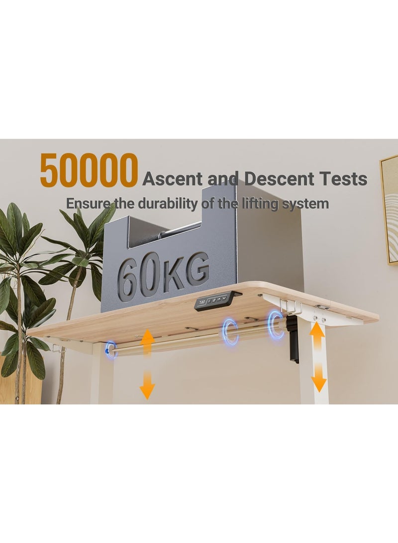 Anovara Anovara Desk 100cm Standing Desk Height Adjustable Desk Gaming Desk Office Desk Stand Up Computer Desk (Beige, 100cm)  - Image 4