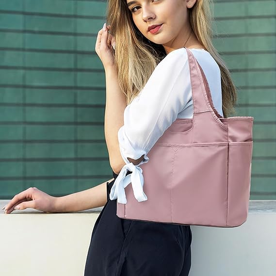 Voroly Tote Bag Women Casual Handbag Shoulder Bag Purses with Zipper and Pockets for Work School Gym Travel Shopping (PINK) - Image 5