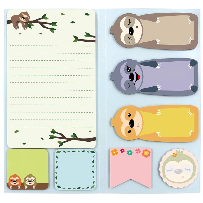 Fancy Land Sloth Sticky Notes Set Sticky Notepads 240 Sheets Book Notes for Sloth Lovers Kids Office School Friends Teacher Gifts Lazy Day Small Gifts - Image 1