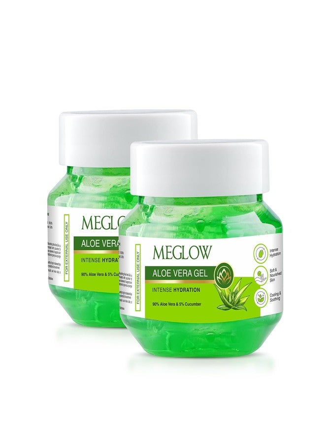 Meglow Aloevera Gel Jar Pack Of 2 (100g Each) Combo Pack - Aloevera & Cucumber Ext. Hair & face Moisturizer for Dry Skin || for Nourish & Healthy Skin