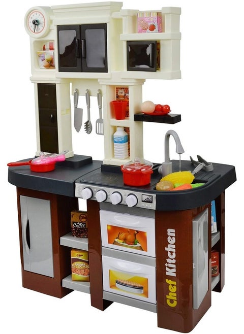 Talented Chef Role Play Toy Kitchen Playset with Realistic Sounds, Sink Basin, Stove, Oven and Utensils for Kids, Ages 3+
