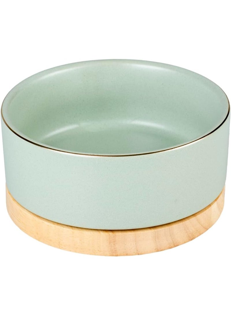 Duvo + Duvo+ Stone Timber Pet Feeding Bowl 450ml Green 12.5x12.5x6cm - Image 1