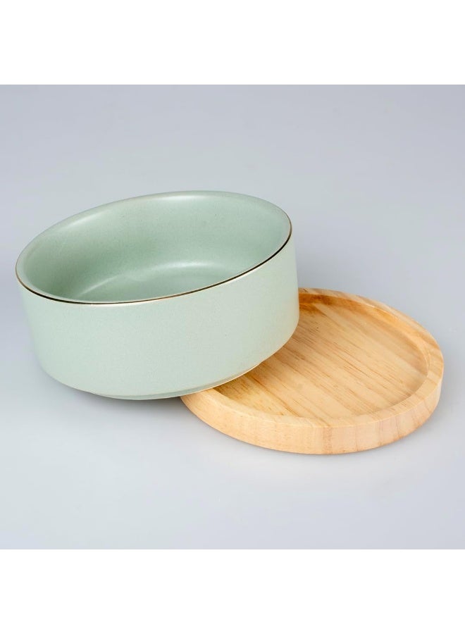 Duvo + Duvo+ Stone Timber Pet Feeding Bowl 450ml Green 12.5x12.5x6cm - Image 2