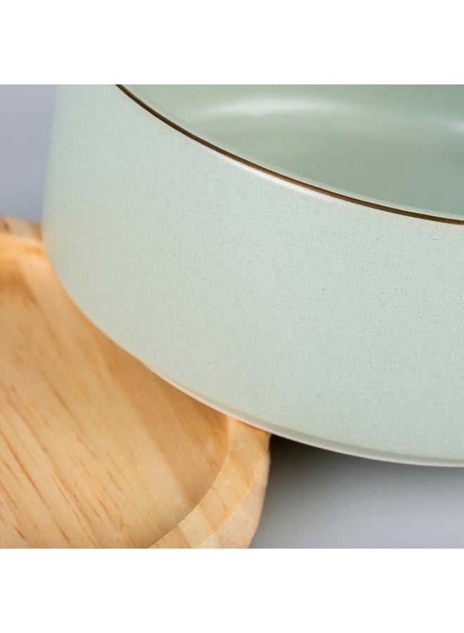 Duvo + Duvo+ Stone Timber Pet Feeding Bowl 450ml Green 12.5x12.5x6cm - Image 4