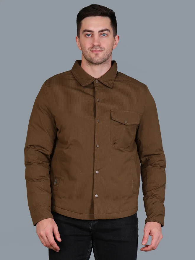 فورت كولينز جاكيت رجالي من الكوردروي بني بأزرار فورت كولينز