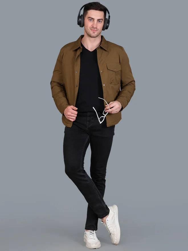 فورت كولينز جاكيت رجالي من الكوردروي بني بأزرار فورت كولينز