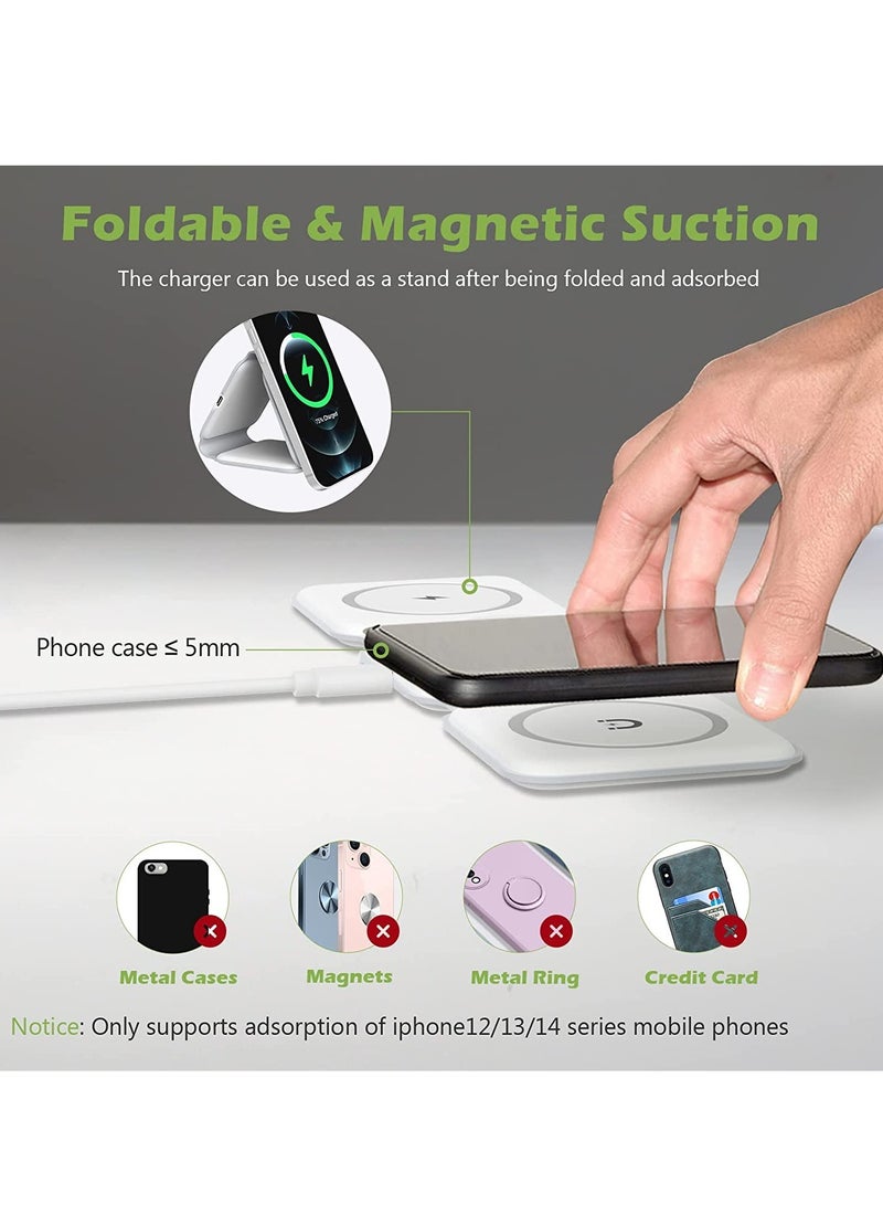 ELTRAZONE 3 in 1 Wireless Charger, Foldable Magnetic Charger Station with Night Light, 15W Fast Wireless Charging Pad for Multiple Devices - Image 3