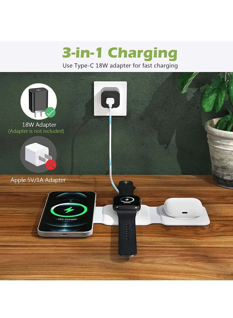 ELTRAZONE 3 in 1 Wireless Charger, Foldable Magnetic Charger Station with Night Light, 15W Fast Wireless Charging Pad for Multiple Devices - Image 2