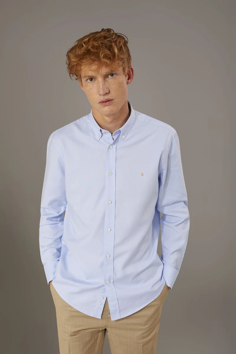 Washed shirt button down collar comfrot - Sky