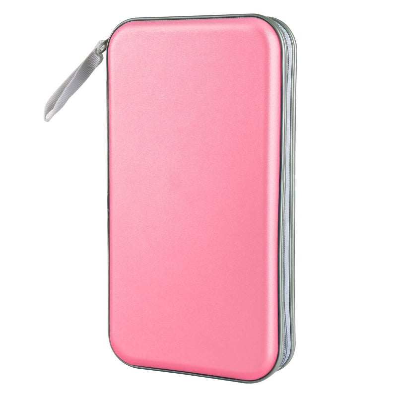 CD Case Siveit DVD Case Holder 96 Capacity Hard Plastic CD DVD Disc Cases Storage Binder Wallet for Car Home Office Travel Light Pink