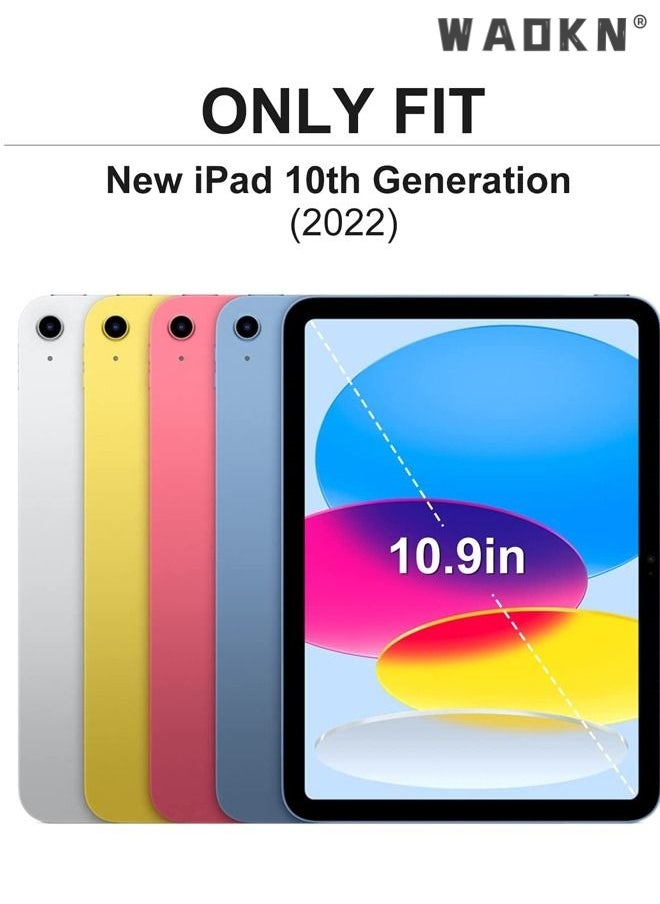 WAOKN - Pro Case for iPad 10th Gen Case with Pencil Holder 2022 iPad 10.9 Inch Case, Clear Transparent Back Shell Trifold Protective Cases Shockproof Cover for 2022 iPad 10th Gen A2696 A2757 A2777 -Blue - Image 1