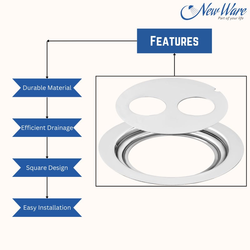 NEW WARE (Pack of 6) Round Stainless Steel Bathroom Jali/Trap Floor Drain with Double Hole Jali - Chrome Finish - Image 5