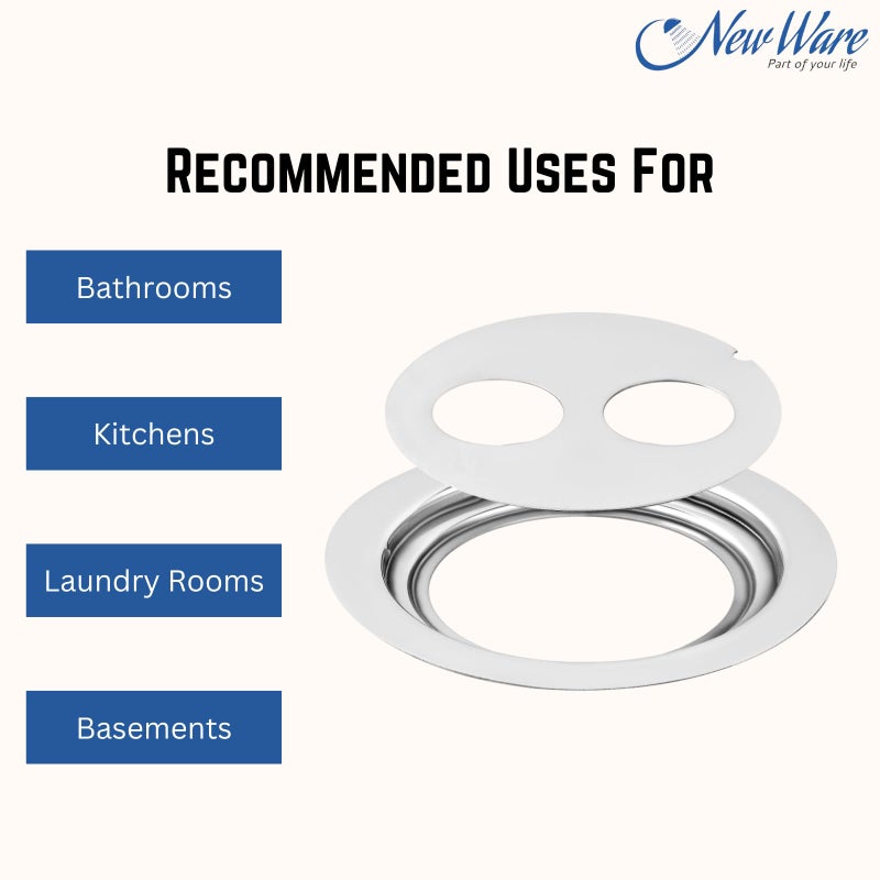 NEW WARE (Pack of 6) Round Stainless Steel Bathroom Jali/Trap Floor Drain with Double Hole Jali - Chrome Finish - Image 4