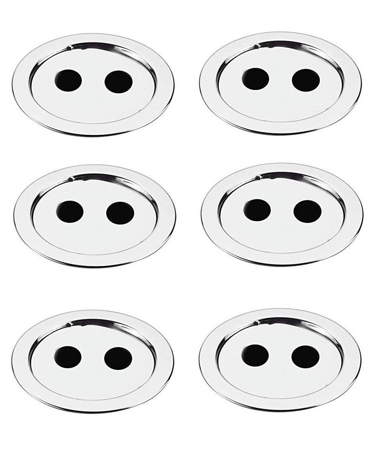 NEW WARE (Pack of 6) Round Stainless Steel Bathroom Jali/Trap Floor Drain with Double Hole Jali - Chrome Finish - Image 2