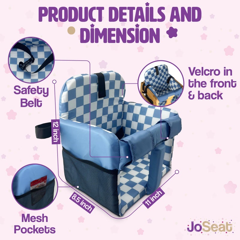 JoSeat Shopping Cart Seat Cover for Baby, High Chair & Grocery Seat Protector, Padded Chair Covers for Restaurant Seats, Unisex Machine Washable Grocery Cart Liner & Swing Insert â€“ Blue Checkered - Image 3