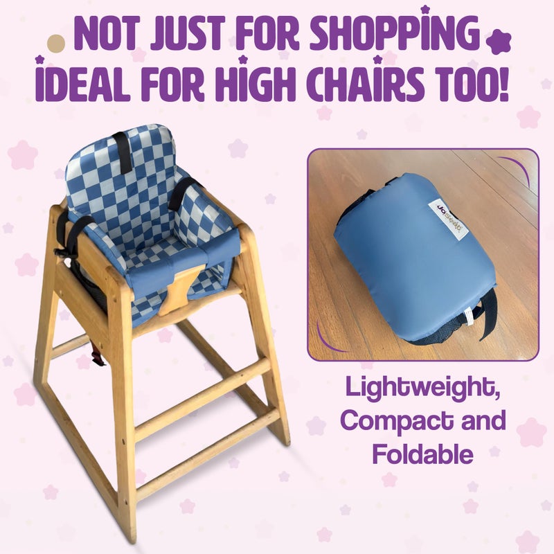 JoSeat Shopping Cart Seat Cover for Baby, High Chair & Grocery Seat Protector, Padded Chair Covers for Restaurant Seats, Unisex Machine Washable Grocery Cart Liner & Swing Insert â€“ Blue Checkered - Image 5