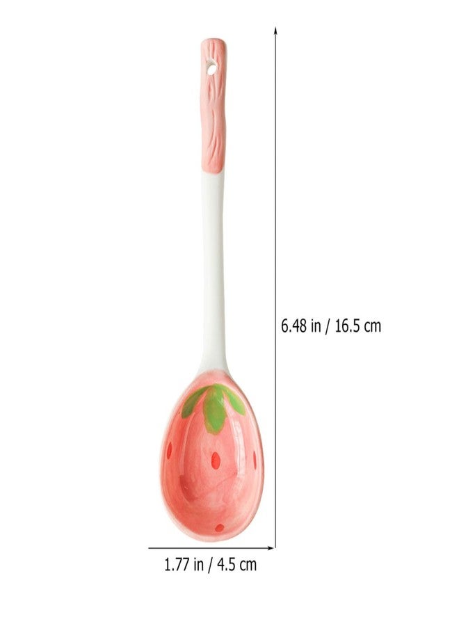 STOBAZA 2Pcs Ceramic Dessert Spoons Fruit Pattern Soup Spoons with Hanging Hook 6.49 Inch for Ice Cream and Household Tableware - Image 5