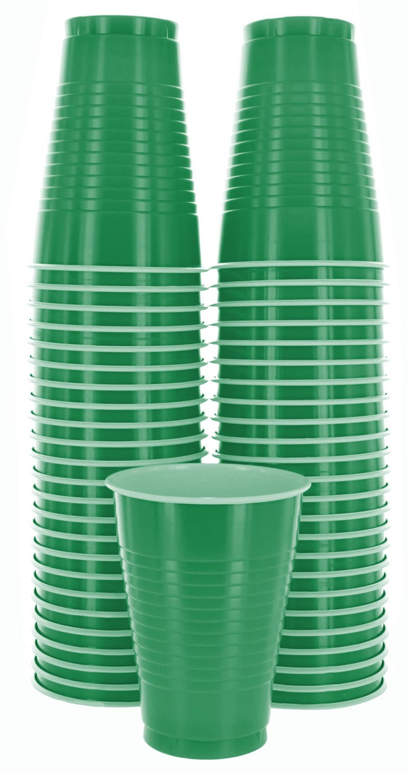 Amcrate Disposable Green Cups 12oz  Strong  Sturdy 50 Pack for Party Wedding Christmas  Halloween