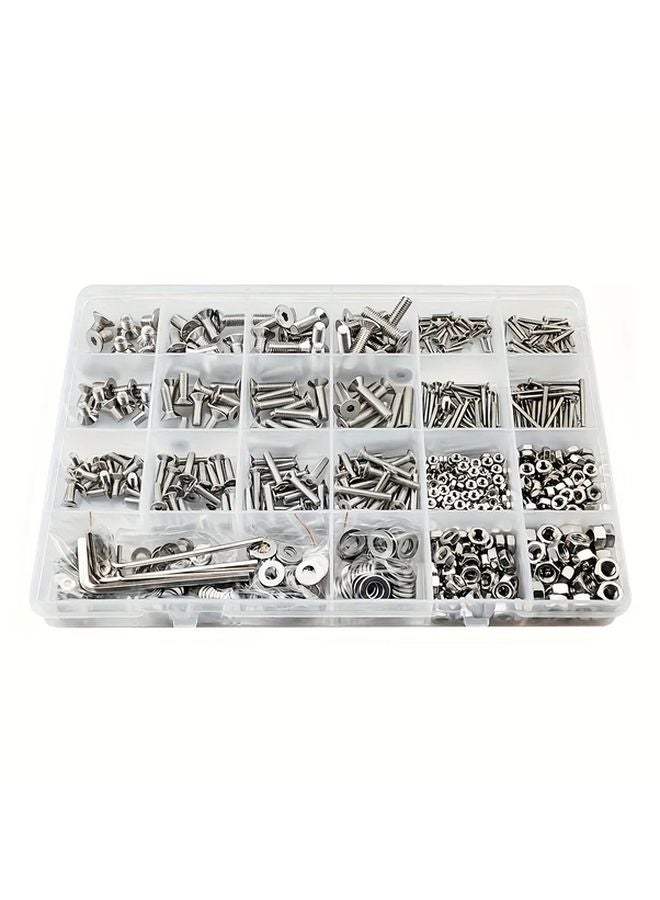 880pcs M2 M3 M4 M5 Stainless Steel Nuts Bolts Assortment Kit With Hex Head Flat Washers And Case - Image 5
