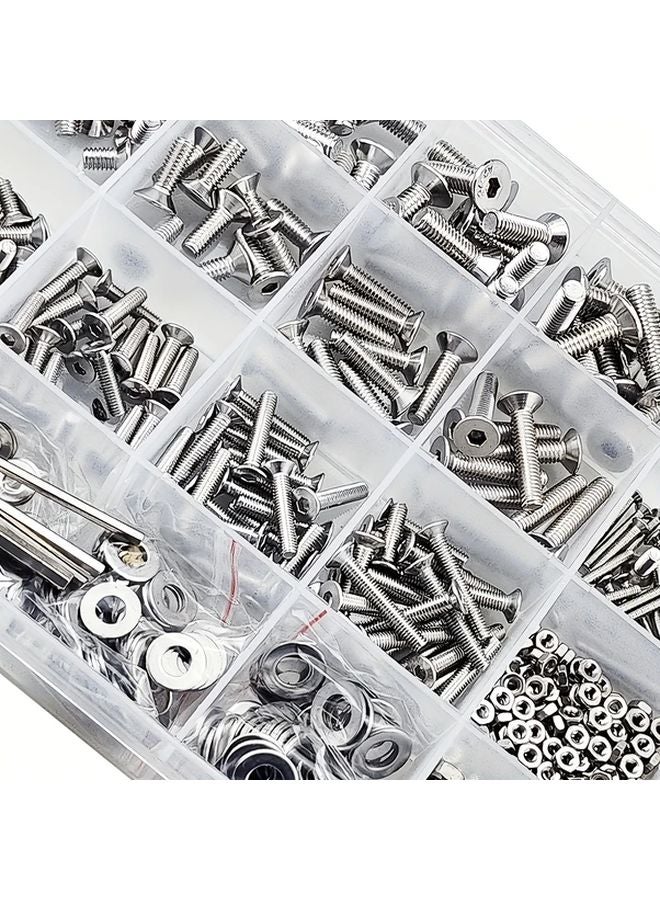 880pcs M2 M3 M4 M5 Stainless Steel Nuts Bolts Assortment Kit With Hex Head Flat Washers And Case - Image 2