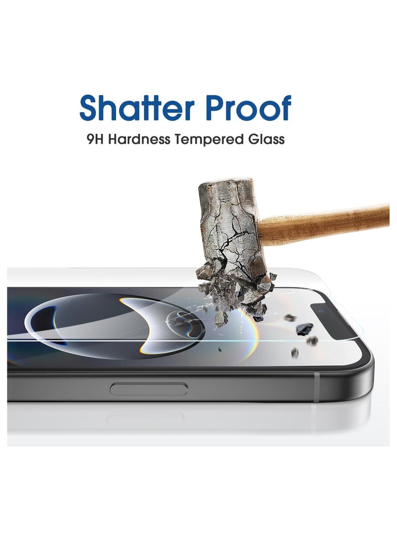 أكاليكس واقي شاشة بتغطية كاملة لهاتف iPhone 16e مقاس 6.1 بوصة 2025، غشاء زجاجي مقوى 9H، مناسب للحافظات، شفاف عالي الدقة، عبوة من 3 قطع - Image 2