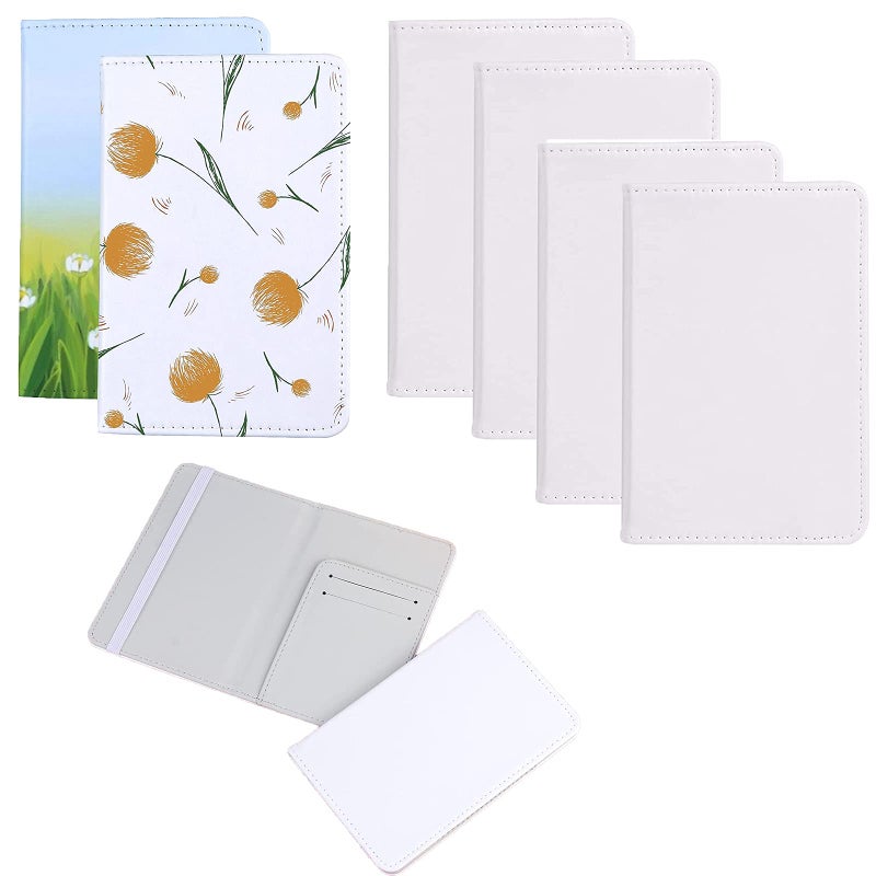 4 Pieces Diy Sublimation Passport Holder Covers  Pu Leather Blank Heat Transfer Travel Passport Book Holder Wallet Cover For Passport  Business Cards  Credit Cards  Boarding Passes