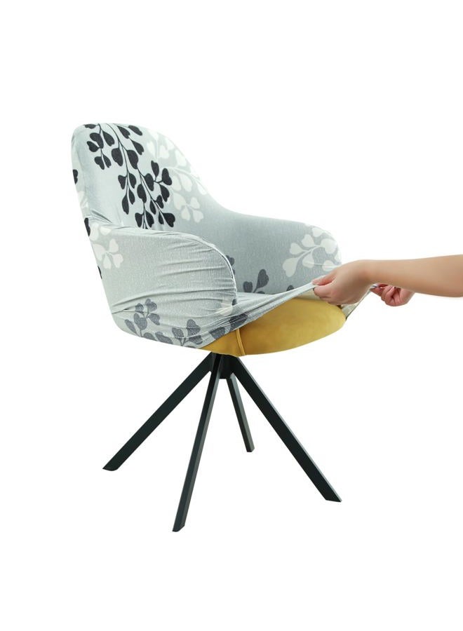 Iauddy Swivel Armchair Accent Dining Chair Cover for Office, Stretch Mid-Back Office Desk Chair Sliopcover Leisure Arm Chair Protector with arms for Living Room - Image 1