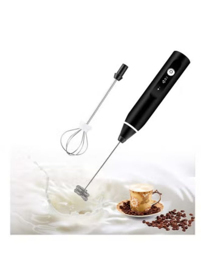 xppier Milk Frother - Hand-Held Electric Whisk Portable Coffee frother USB Rechargeable 3-Speed Milk frother Beverage Mixer for Matcha Cappuccino with 2 Stainless Steel Whisk and 1 Cleaning Brush - Image 5
