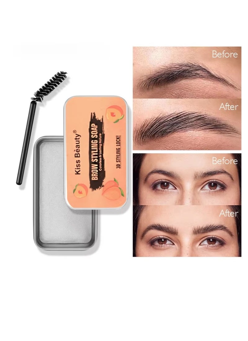 Kiss Beauty - Peach Eyebrow Gel, Colorless Transparent Refreshing Eyebrow Wax, Long-lasting Natural Eyebrow Styling Soap - Image 1