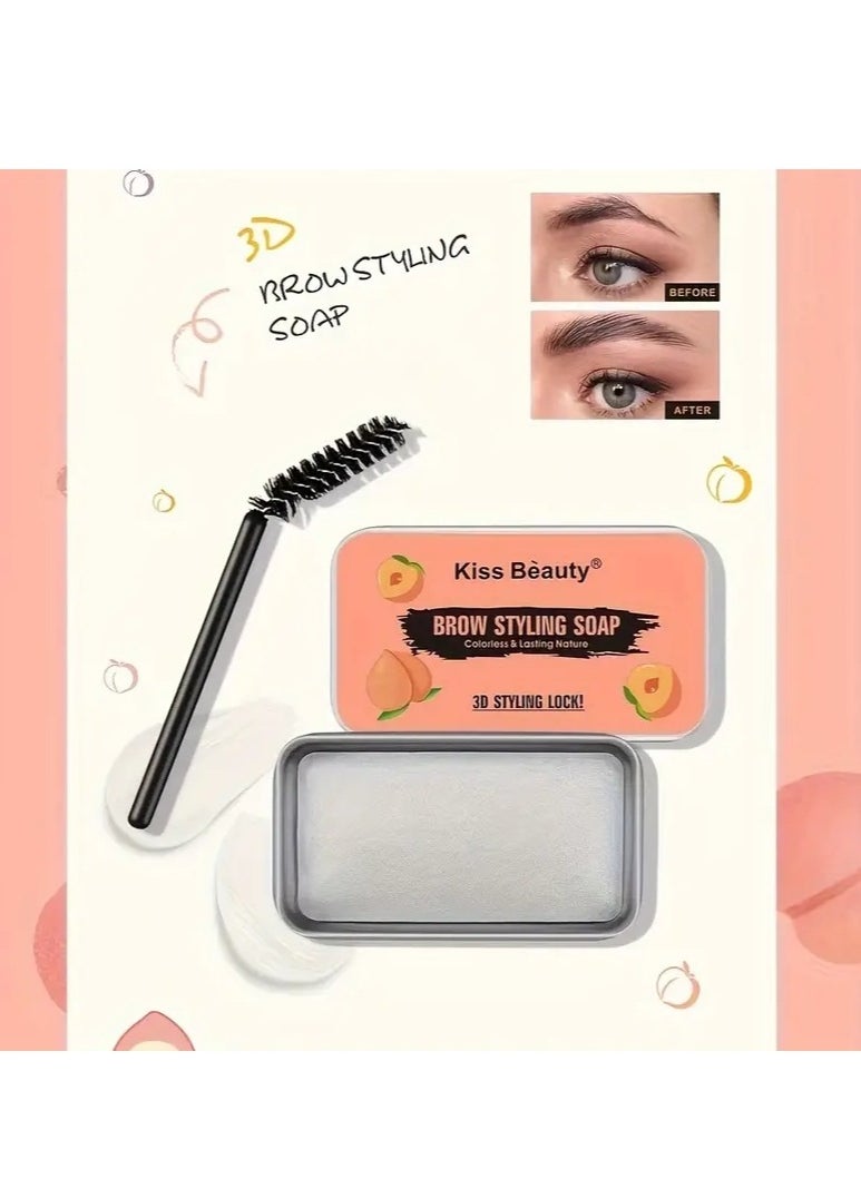 Kiss Beauty - Peach Eyebrow Gel, Colorless Transparent Refreshing Eyebrow Wax, Long-lasting Natural Eyebrow Styling Soap - Image 1