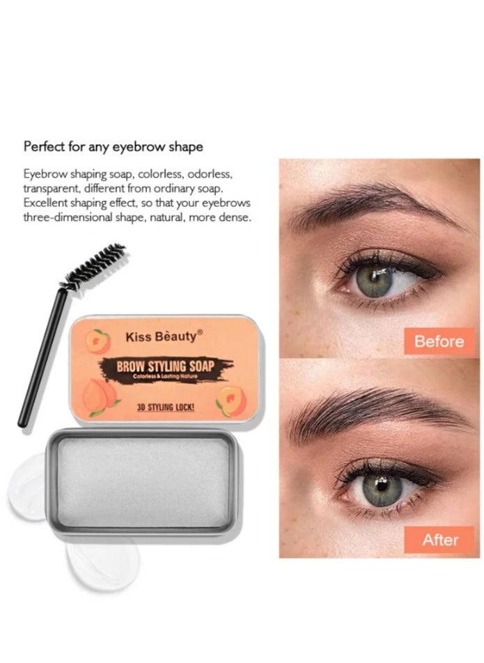 Kiss Beauty - Peach Eyebrow Gel, Colorless Transparent Refreshing Eyebrow Wax, Long-lasting Natural Eyebrow Styling Soap - Image 1