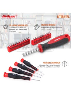 Hi-Spec 49Pc Red Home & Garage Tool Kit Set. Essential Hand Tools For Diy Repairs. Complete In A Box  - Image 4