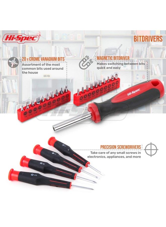 Hi-Spec 49Pc Red Home & Garage Tool Kit Set. Essential Hand Tools For Diy Repairs. Complete In A Box - Image 4