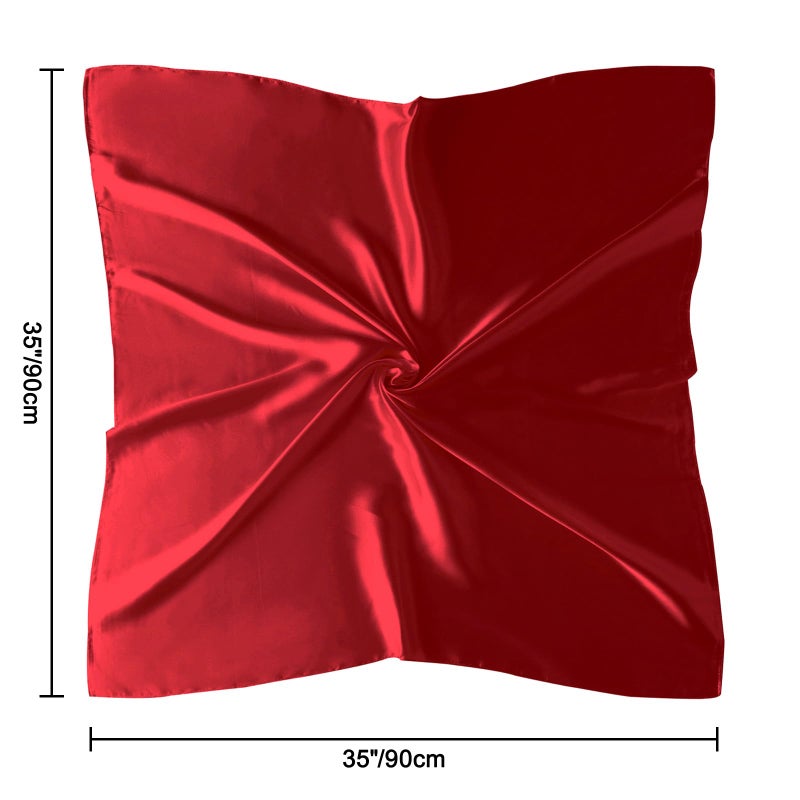 vimate Red Silk Scarf for Hair, 35'' Satin Square Silk Like Scarf for Head Sleeping at Night (Style 38-Red) - Image 4