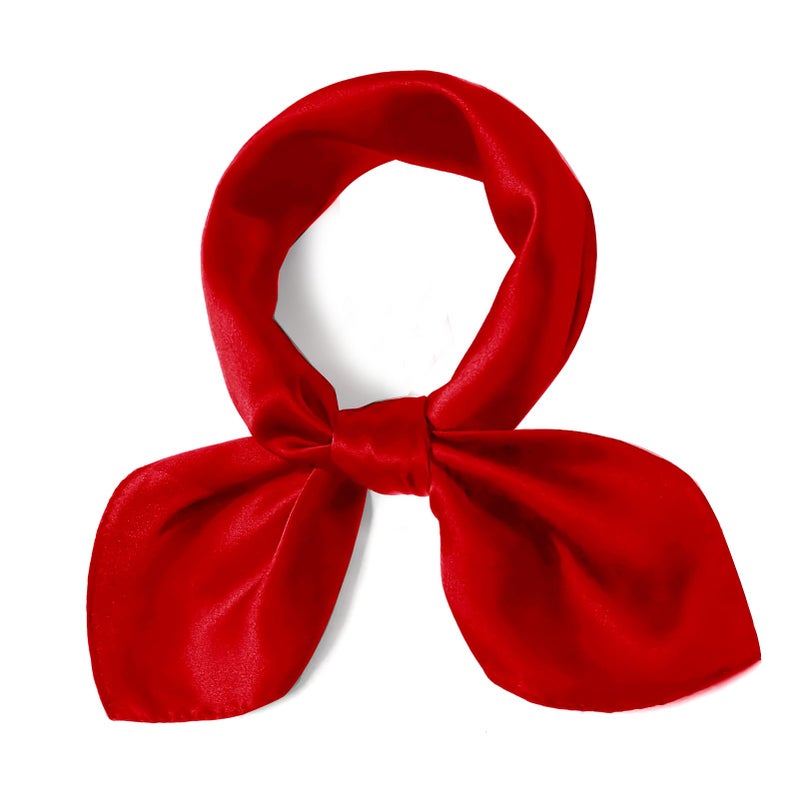 vimate Red Silk Scarf for Hair, 35'' Satin Square Silk Like Scarf for Head Sleeping at Night (Style 38-Red) - Image 2