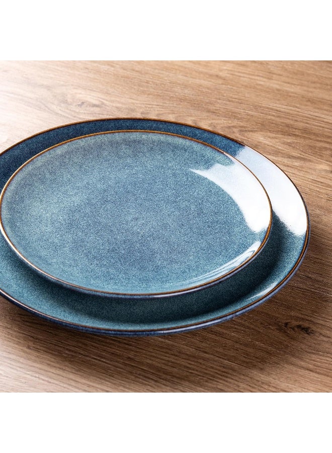 AmorArc Ceramic Dinnerware Sets for 4 12 Pieces Handpainted Plates and Bowls Set Scratch Resistant Stoneware Dishes Set Dishwasher Microwave Safe Ceylon Blue - Image 2