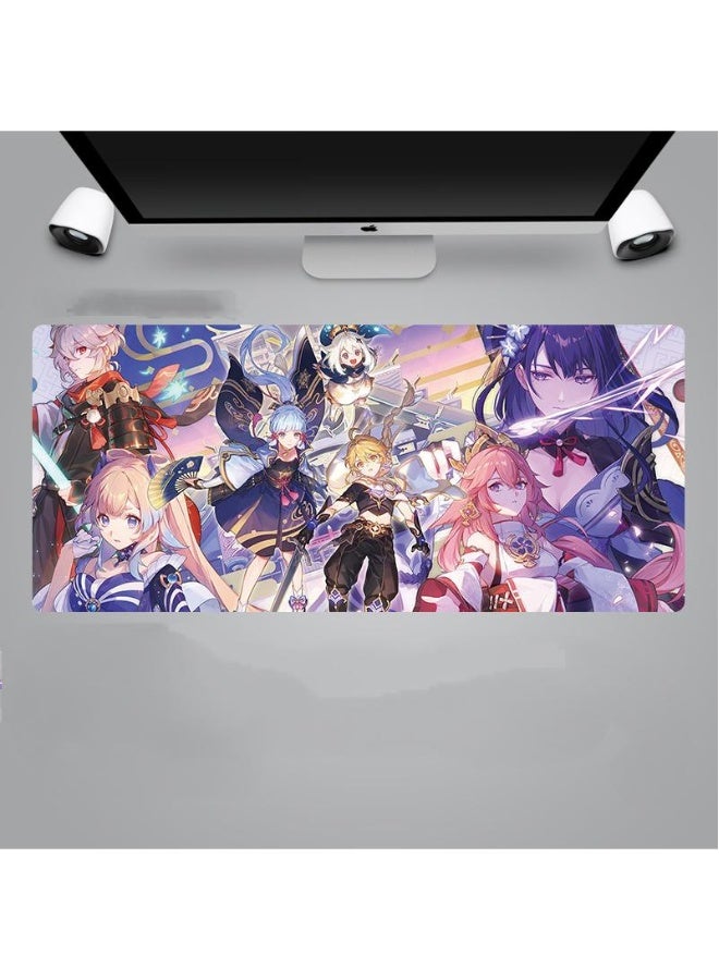 Genshin Anime Gaming Mouse Pad Extended Large Mat Desk Pad Stitched Edges Mousepad Long Mouse Pad And Non-Slip Rubber Base Mice Pad 900X400X4mm - Image 1
