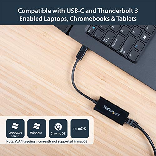 StarTech.com USB-C to Gigabit Ethernet Adapter, Thunderbolt 3 /4 Compatible, RJ45 LAN Network Converter, Windows & Mac - Image 3