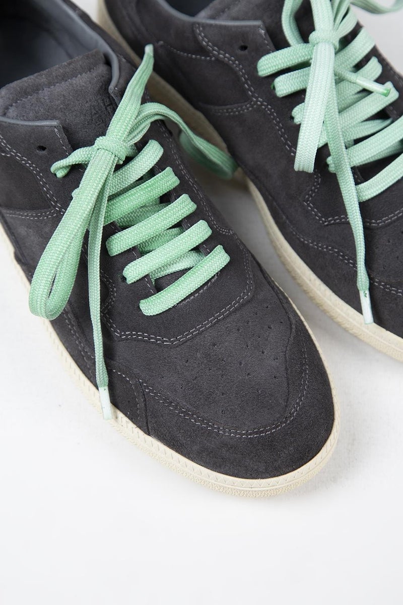Krahe Zeus Men's Genuine Leather Hand-Painted Anthracite Sneakers with Laces and Two Spare Laces - Image 5