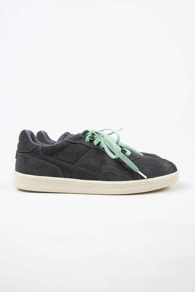 Krahe Krahe Zeus Men's Genuine Leather Hand-Painted Anthracite Sneakers with Laces and Two Spare Laces