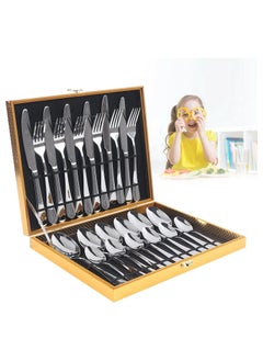 Healife Cutlery Set, 24 Piece Stainless Steel Cutlery Set for 6 People, Silver Western Cutlery Set Knife Fork Spoon, Suitable for Family Travel  - Image 3