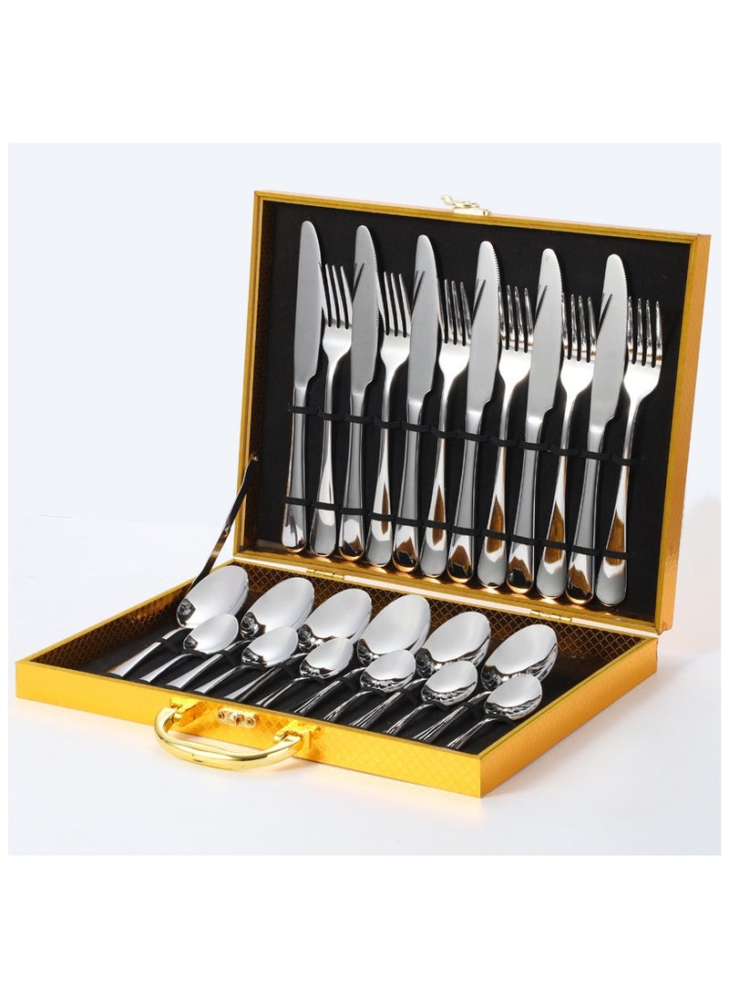 Healife Cutlery Set, 24 Piece Stainless Steel Cutlery Set for 6 People, Silver Western Cutlery Set Knife Fork Spoon, Suitable for Family Travel  - Image 4