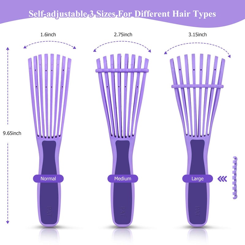 URTHEONE Detangling Hair Brush, Detangling brush for Adults and Kids, Comb Set for Kinky Curly Coily and Wavy Hair, For Wet and Dry Hair, Afro American Type 3a-4c, Comfortable Grip(Purple) - Image 3