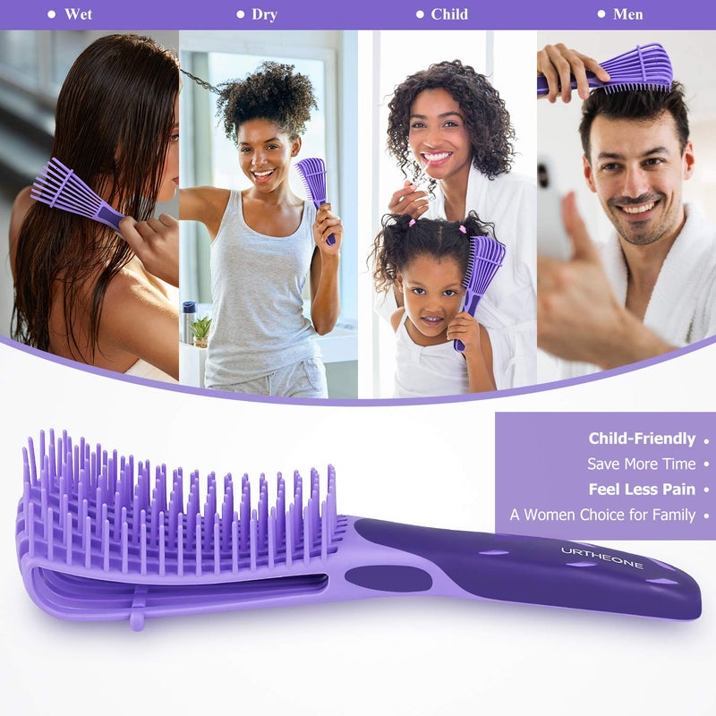 URTHEONE Detangling Hair Brush, Detangling brush for Adults and Kids, Comb Set for Kinky Curly Coily and Wavy Hair, For Wet and Dry Hair, Afro American Type 3a-4c, Comfortable Grip(Purple) - Image 5