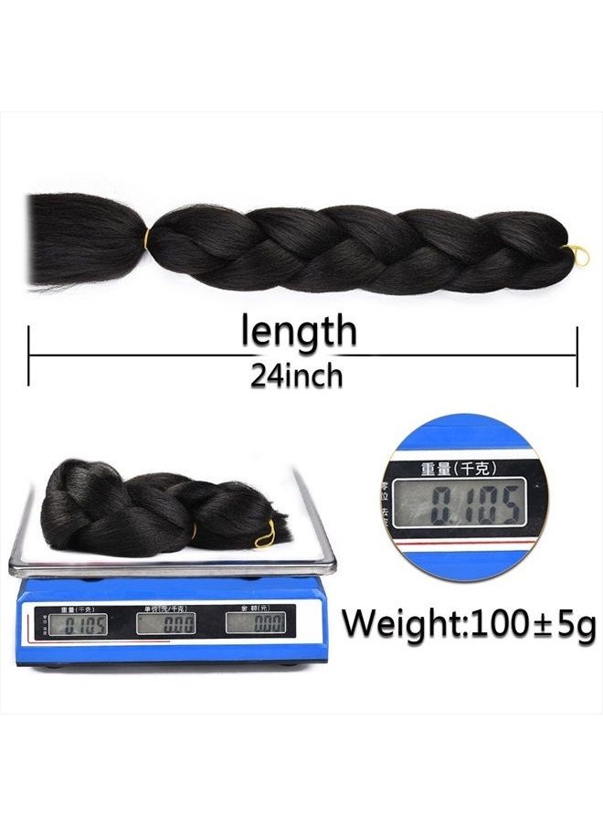 SuCoo - Kanekalon Jumbo Braiding Hair Extensions High Temperature Fiber Crochet Twist Braids With Small Free Gifts 24inch 3pcs/lot(Black) - Image 1
