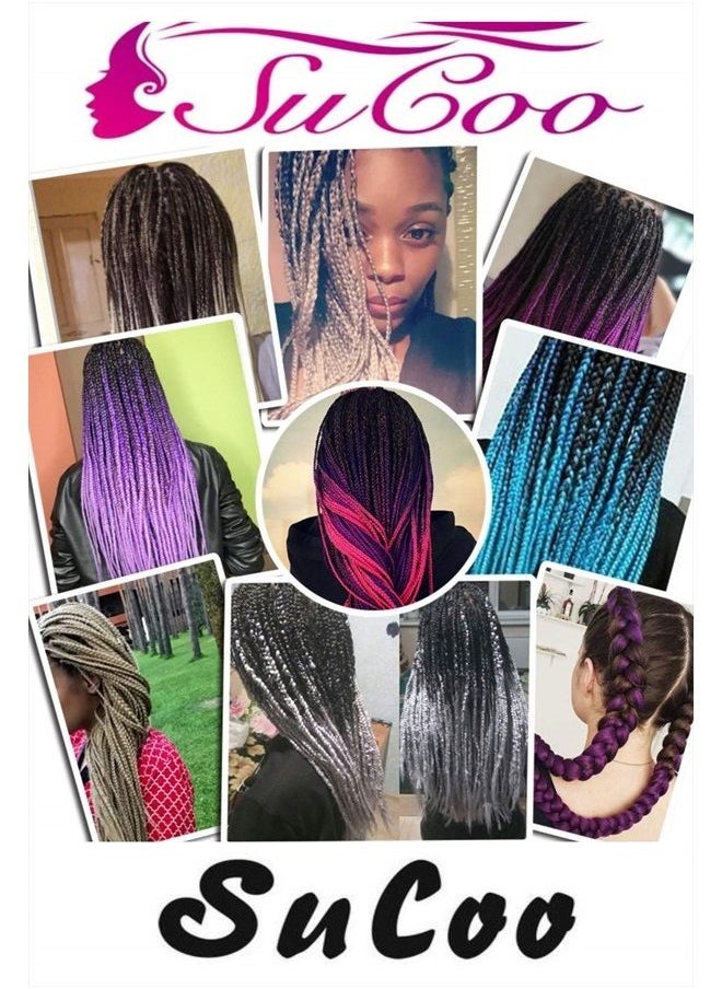 SuCoo - Kanekalon Jumbo Braiding Hair Extensions High Temperature Fiber Crochet Twist Braids With Small Free Gifts 24inch 3pcs/lot(Black) - Image 1
