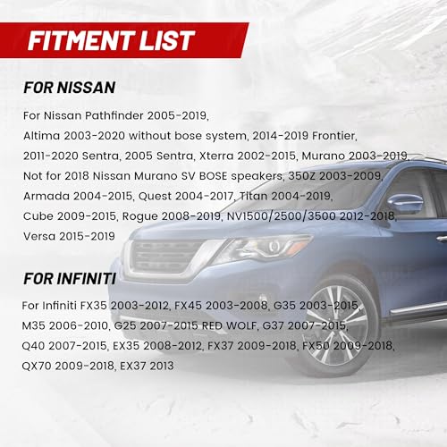 RED WOLF محول توصيل سلك مكبر الصوت لسيارة RED WOLF متوافق مع نيسان سنترا وألتيما ورور 2004-2019، إنفينيتي 2006-2018 نموذج 4 قطع - Image 2