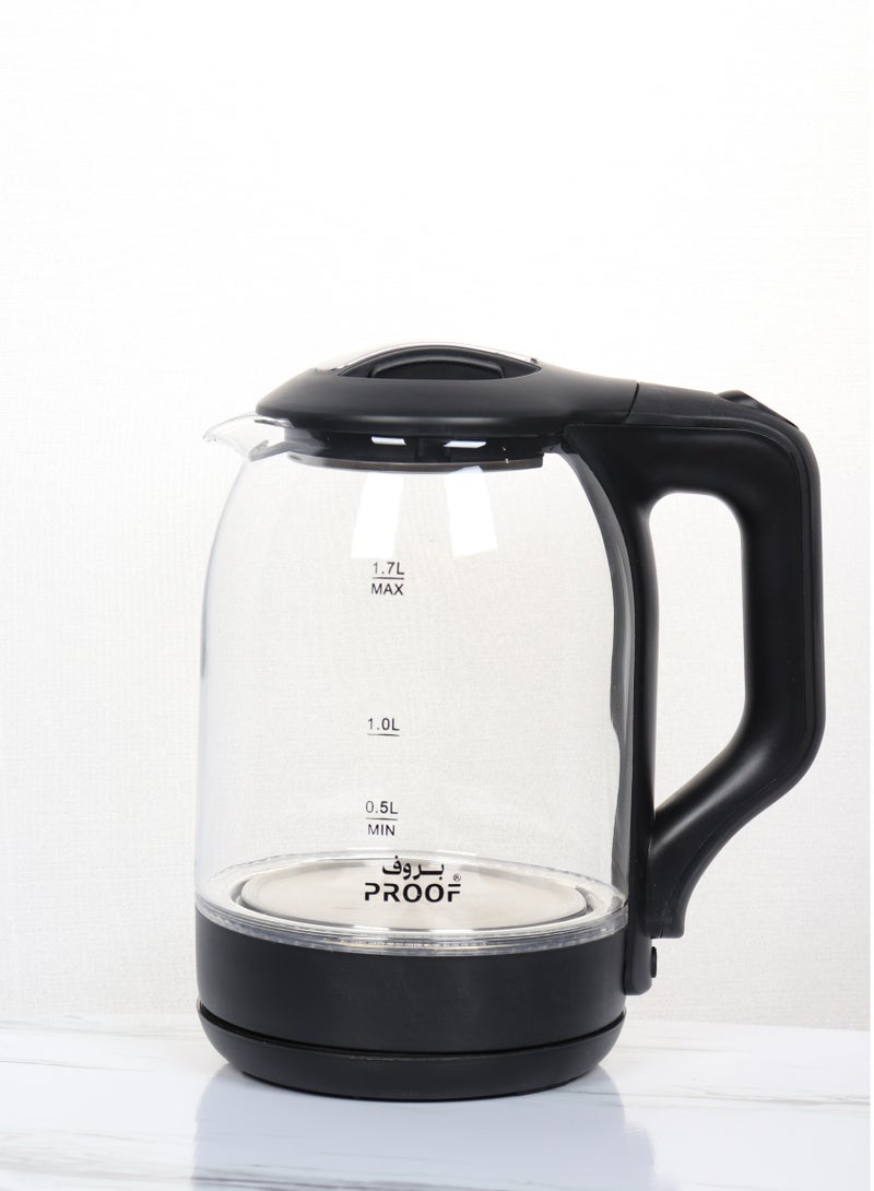 برووف غلاية ماء كهربائية زجاجية  بسعة 1.7 لتر - أمان عالي، غليان سريع، إيقاف تلقائي، تصميم شفاف أنيق وجودة عالية. - Image 5