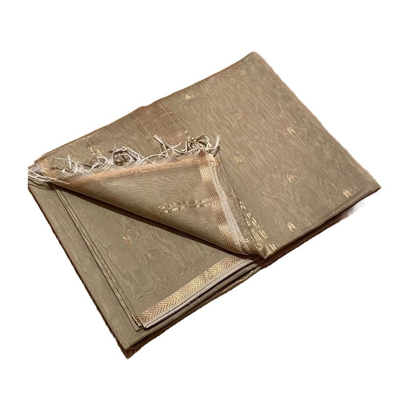 SheenKraft | Women's Semi Tussar Silk Zari Weaving Saree with Running Blouse Attached (12598 Hubla_Brown) - Image 2