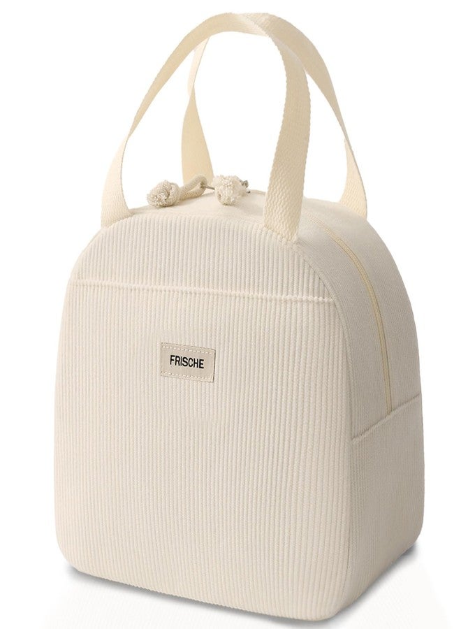 Baglemon Lunch Bag for Women Men Cute Corduroy Lunch Tote Bags Reusable Insulated Lunch Box Large Capacity Reusable Insulated Cooler for Work/Picnic/Travel (Corduroy Beige) - Image 1